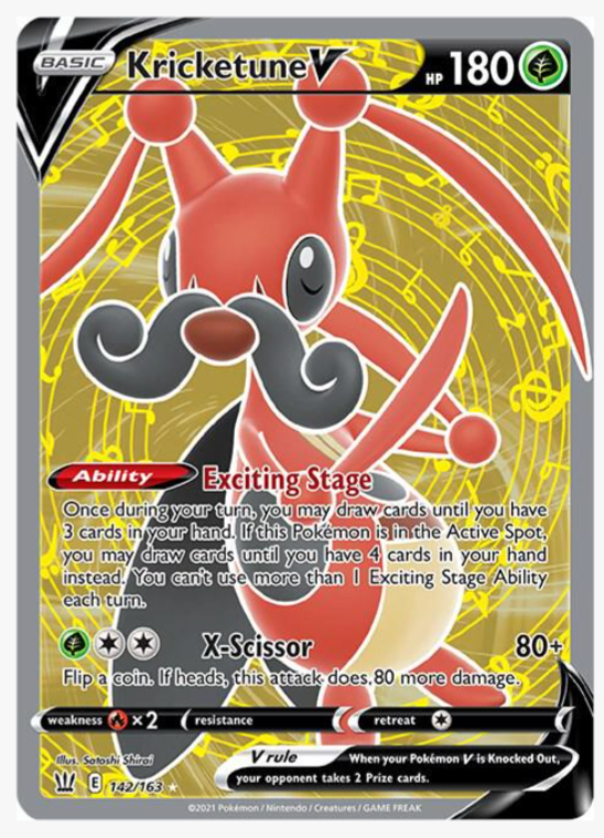 Kricketune V 142 Rare Holo Full Art Battle Styles