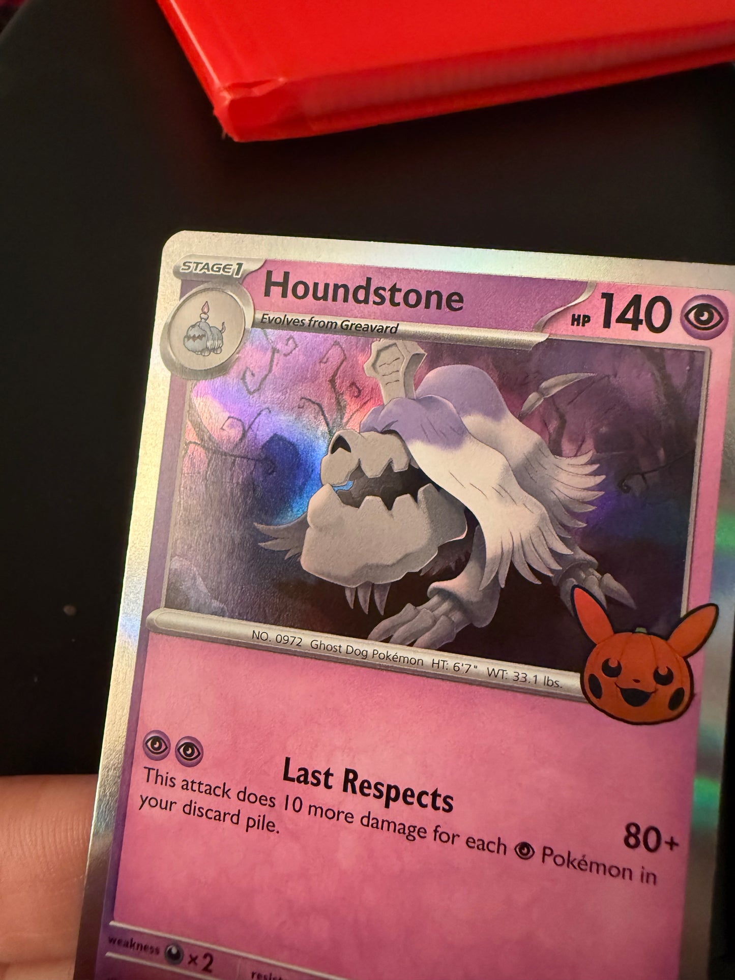Holo Houndstone Scarlet and Violet Trick or Trade Pokemon Card 106