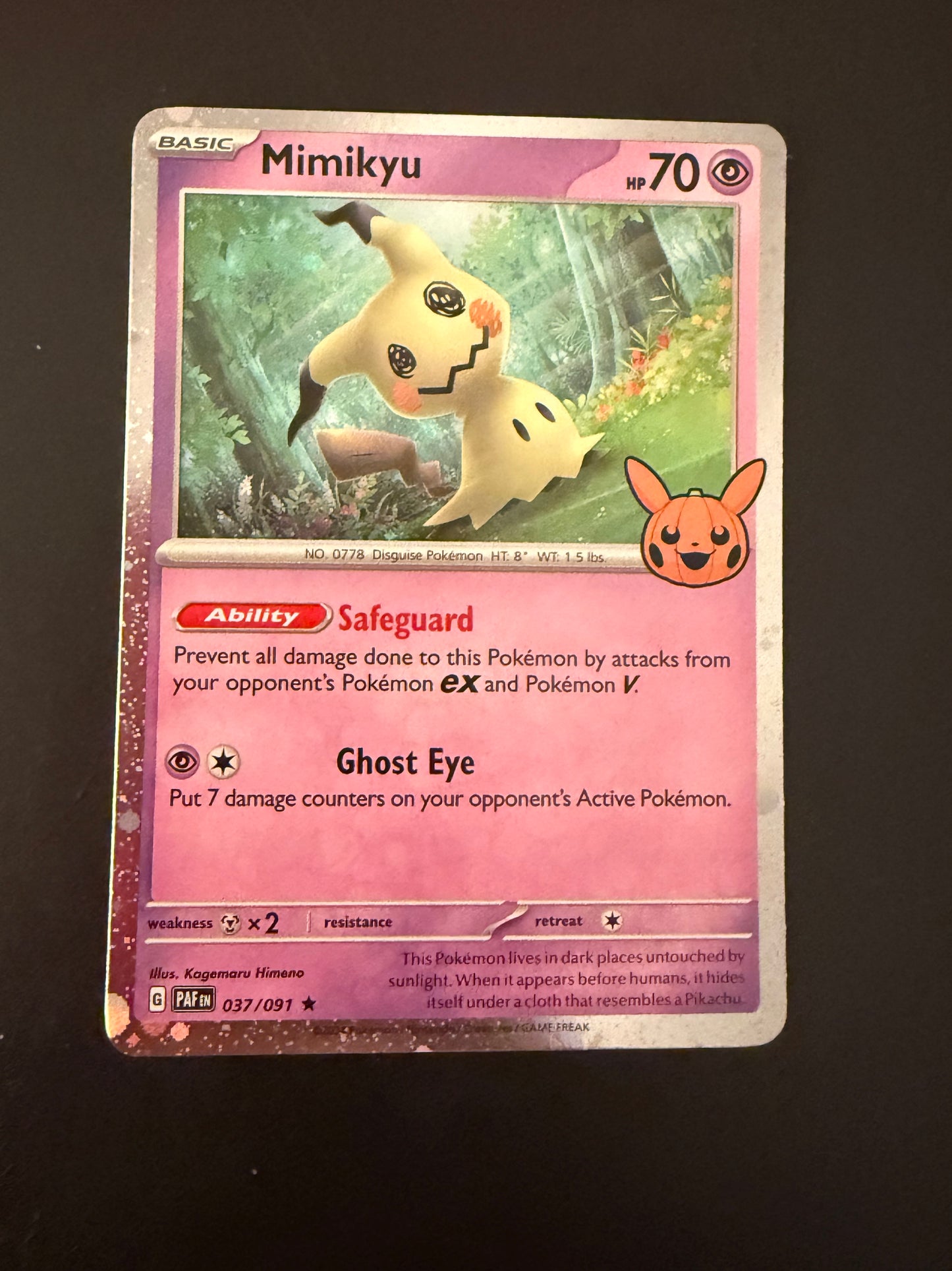 Holo Mimikyu Paldea Evolved Trick or Trade Pokemon Card 37