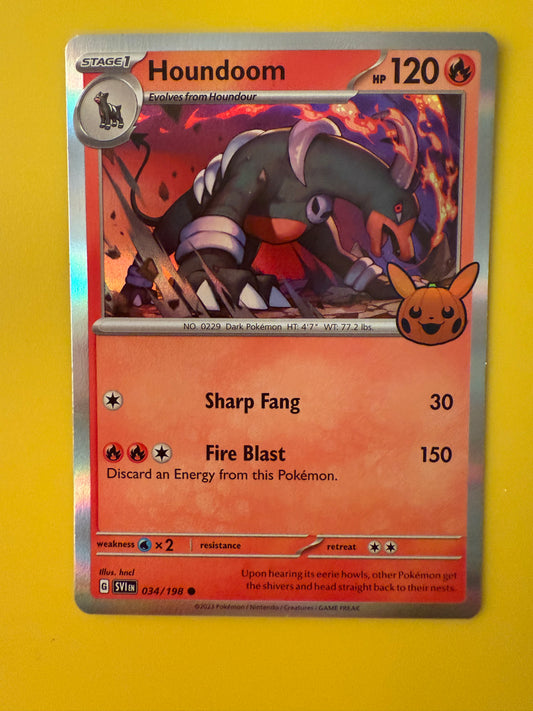 Holo Houndoom Scarlet Violet Trick or Trade Pokemon Card 034