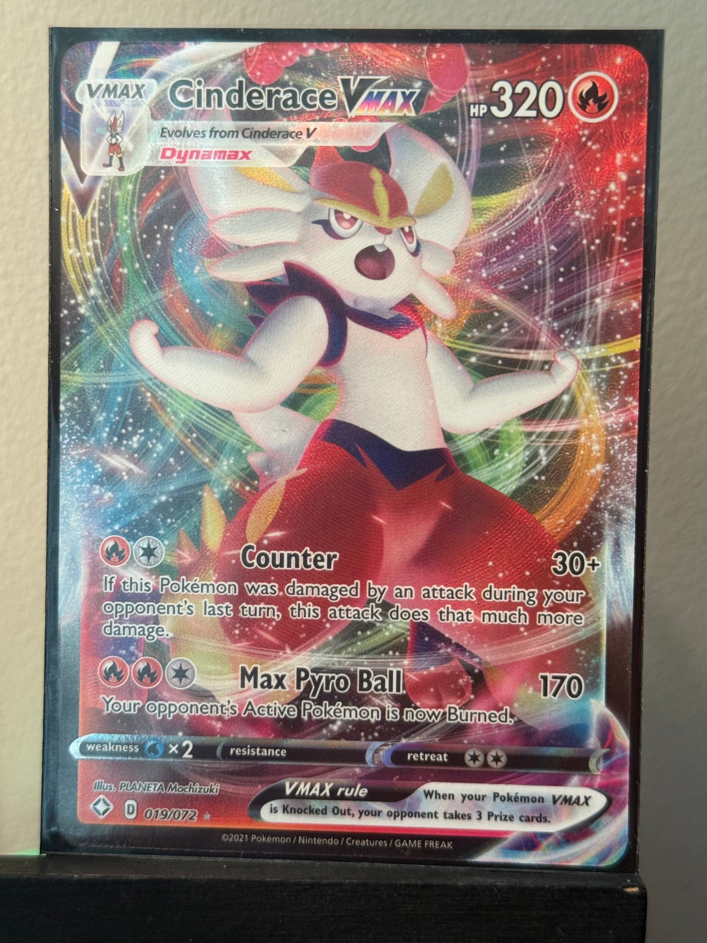 Cinderace 19 VMAX card from the Shining Fates Set