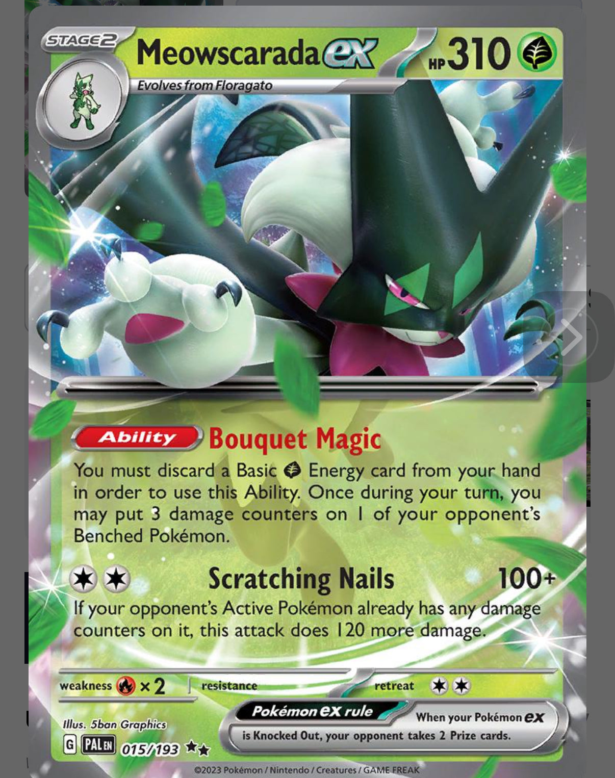 Meowscarada EX Paldea Evolved 15/193