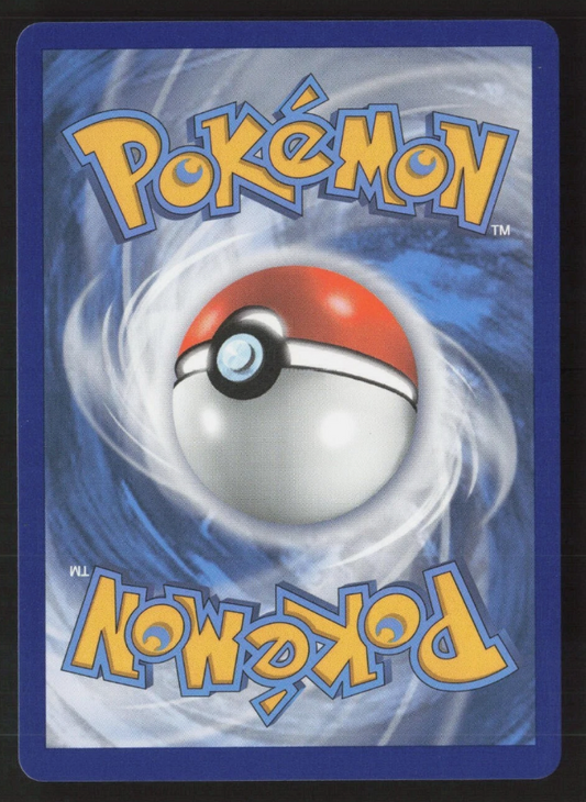 Pokémon trading card with a Poké Ball design on a blue swirling background