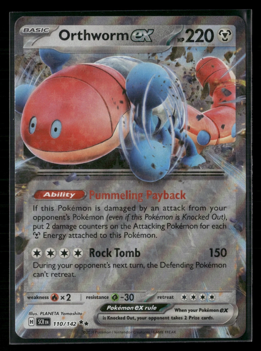 Pokémon trading card featuring Orthworm EX with detailed artwork and text.