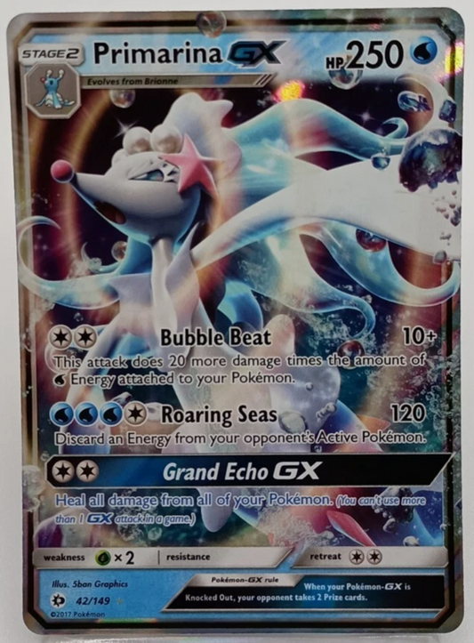 Primarina GX 42/149 Ultra Rare Sun & Moon Base Set Pokemon TCG