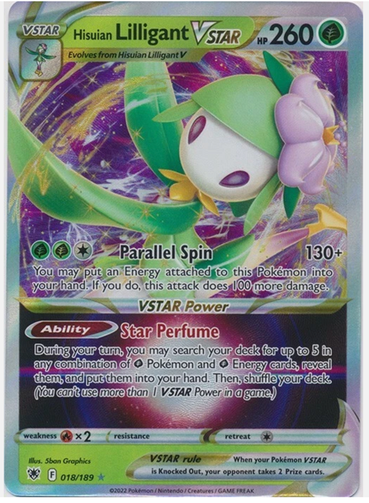 Hisuian Lilligant VSTAR 018/189 Astral Radiance Ultra Rare Holo Pokemon Card NM