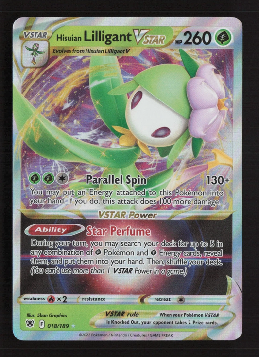 Hisuian Lilligant VSTAR 018/189 Astral Radiance Ultra Rare Holo Pokemon Card NM