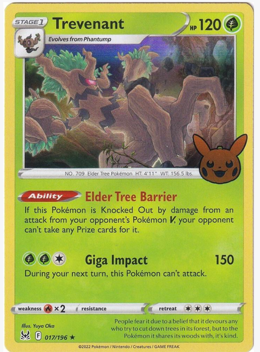 Holo Trevenant Lost Origin Trick or Trade Pokemon Card 017